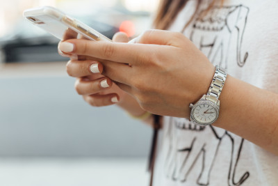 Woman using mobile banking app