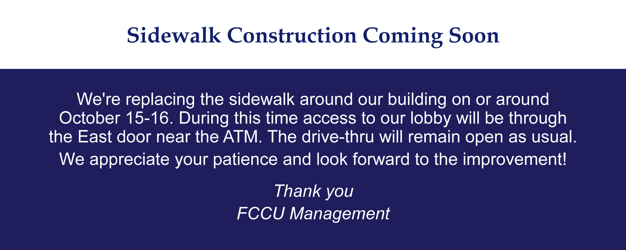 Sidewalk Construction Coming Soon